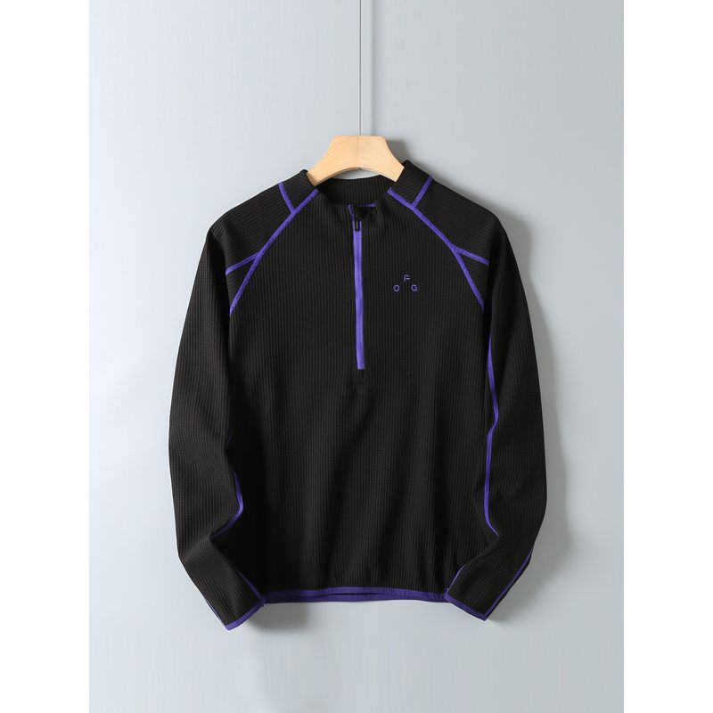Original Factory Surplus Outdoor Mountain-Style Couple's Half-Zip Design Color-Blocked Contrast Stitching Sports Long-Sleeve Base Layer T-Shirt