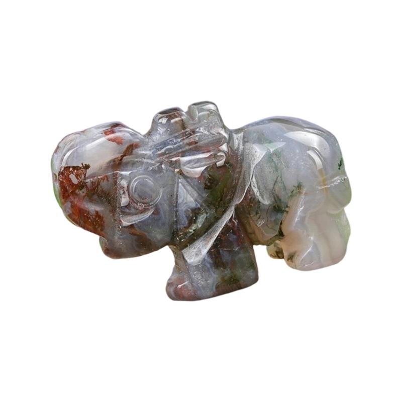 Hand Carved Healings Crystals Gemstones Elephant Statue Collectible Figurines