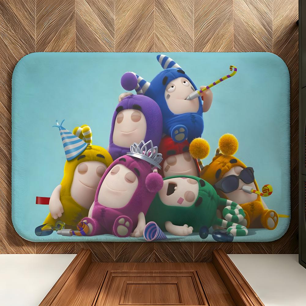 Tappetino per Pavimento O-Oddbods Cartone Animato Tappetino Morbido in Flanella per Porta d'Ingresso Antiscivolo Assorbente Tappeto per Pavimento per Bagno Camera da Letto