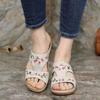 Summer new hollow flower embroidered sandals flat-soled large size rocking thread cool slippers