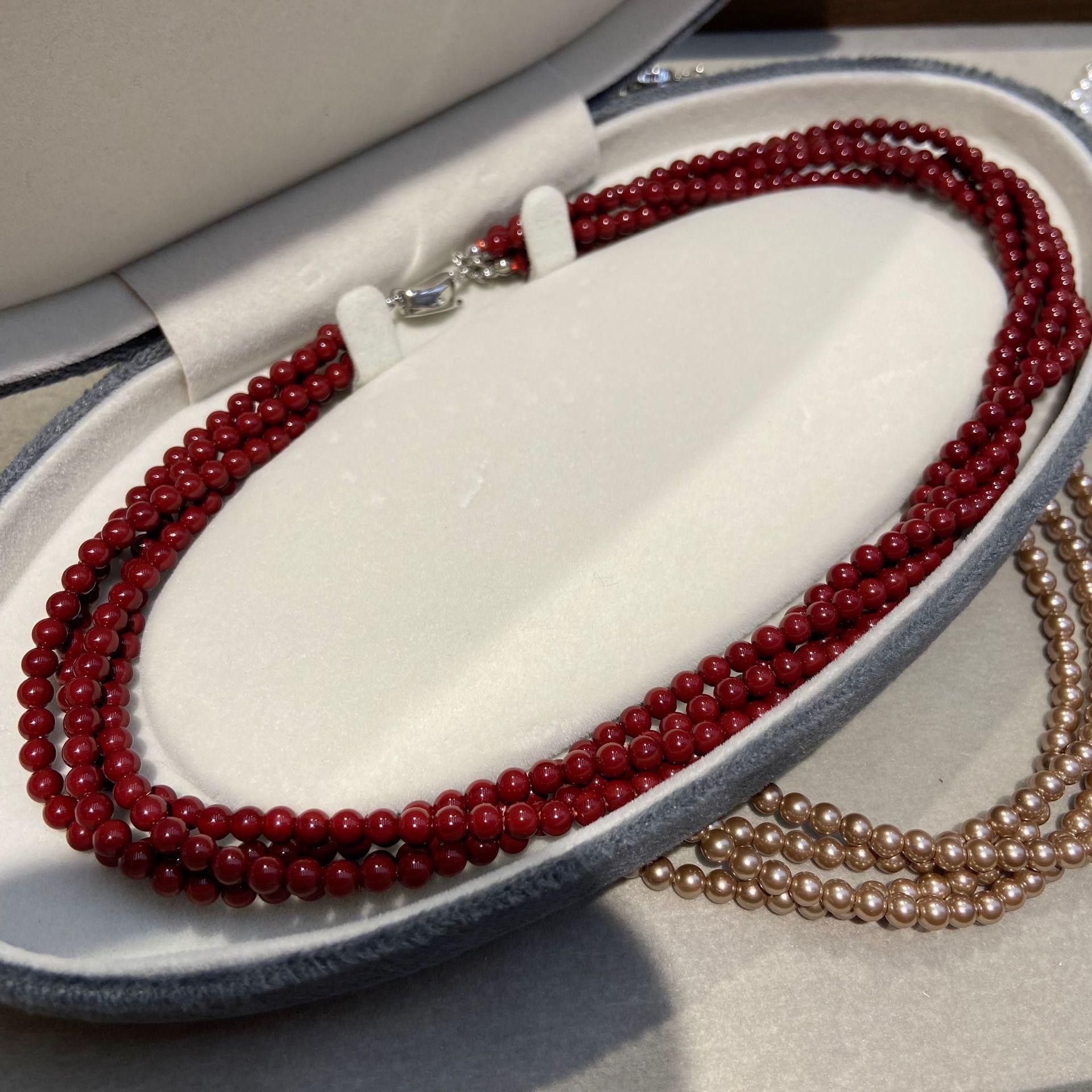 

Korean Wide-Version Multi-Layer Necklace Women S Beaded Heavy Industry Short Collarbone Chain Bohemian Light Luxury Neck Chain Tide