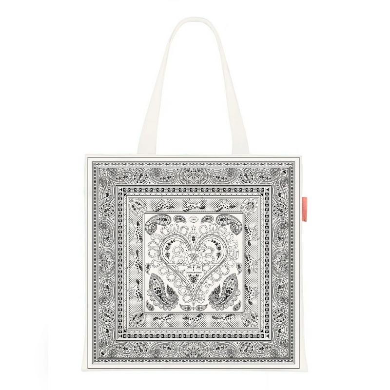 Printed Canvas Bag Women's Hand Bag Large Capacity Student Tutoring Shoulder Bag