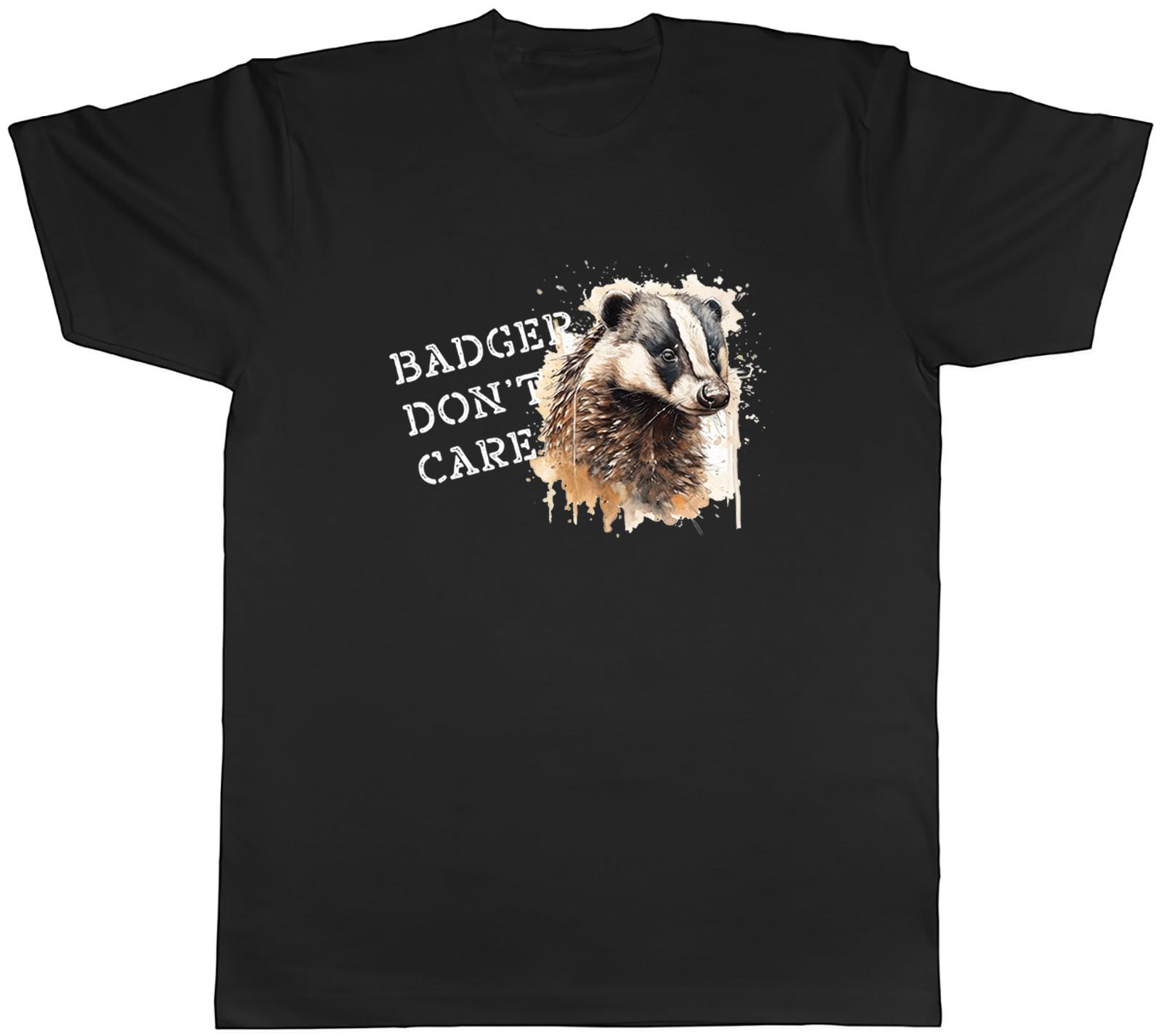 Badger Don t Care Funny Wildlife Joke Mens T-Shirt Tee Gift Top XXL