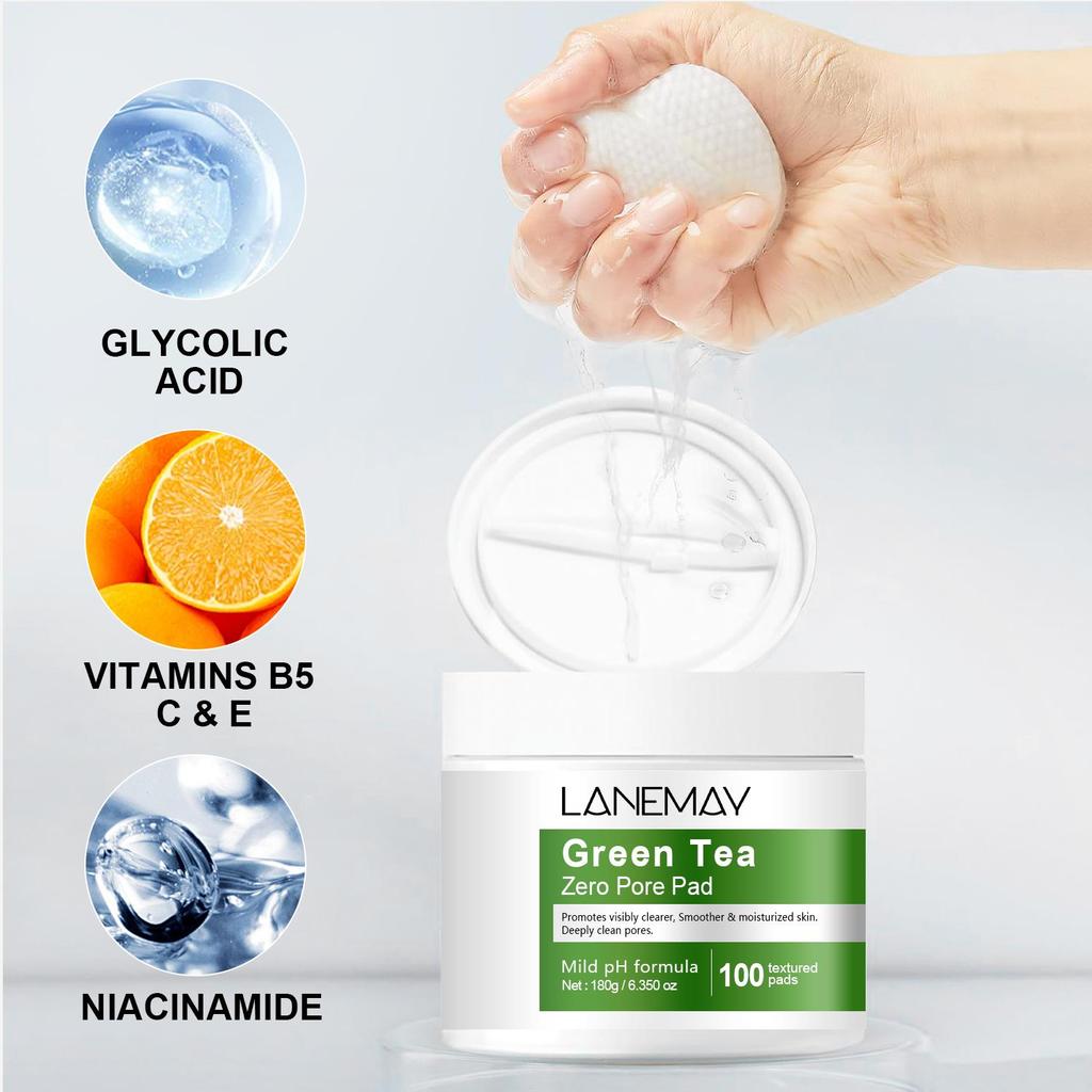 Green Tea Zero Pore Pad  - Visibly Improves Skin Texture, Clean Skin Oils and Pore - Simple & Gentle for Sensitive Skin