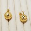 Korean Dongdaemun 18K Gold-Plated S925 Silver Round Ball Stud Earrings - Minimalist Women's Design