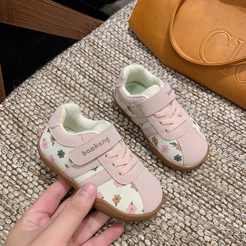 Kids Floral Print Velcro Retro Casual Sneakers 22 розовый