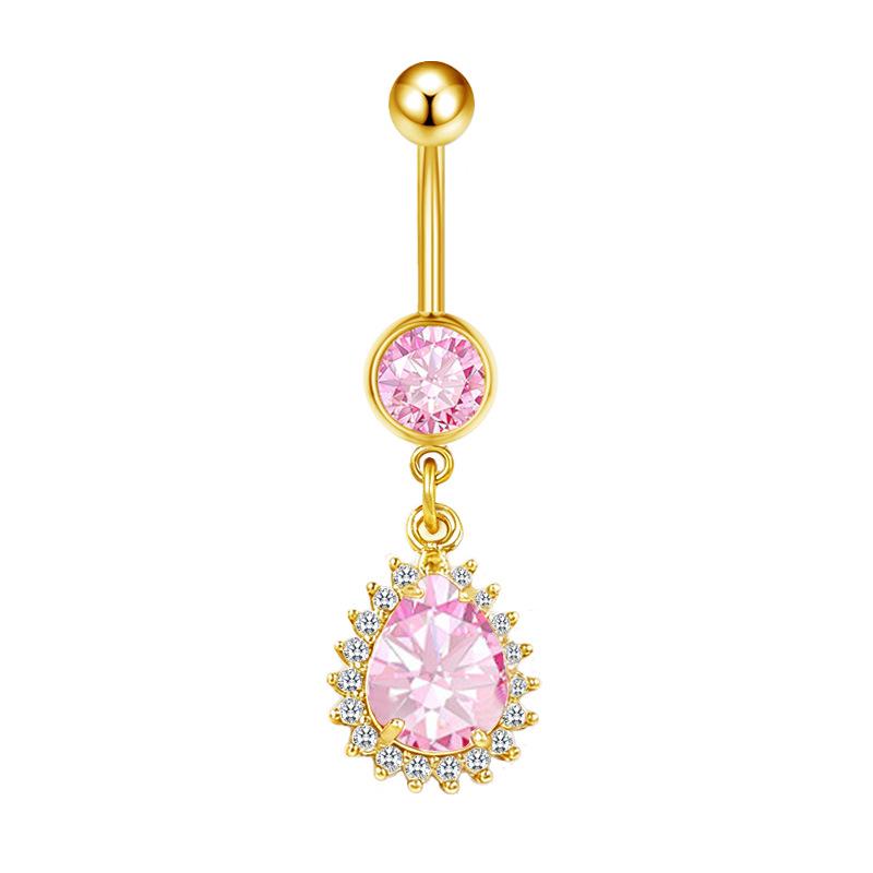 Heart-Shaped Water Drop Navel Ring - Trendy European & American Style