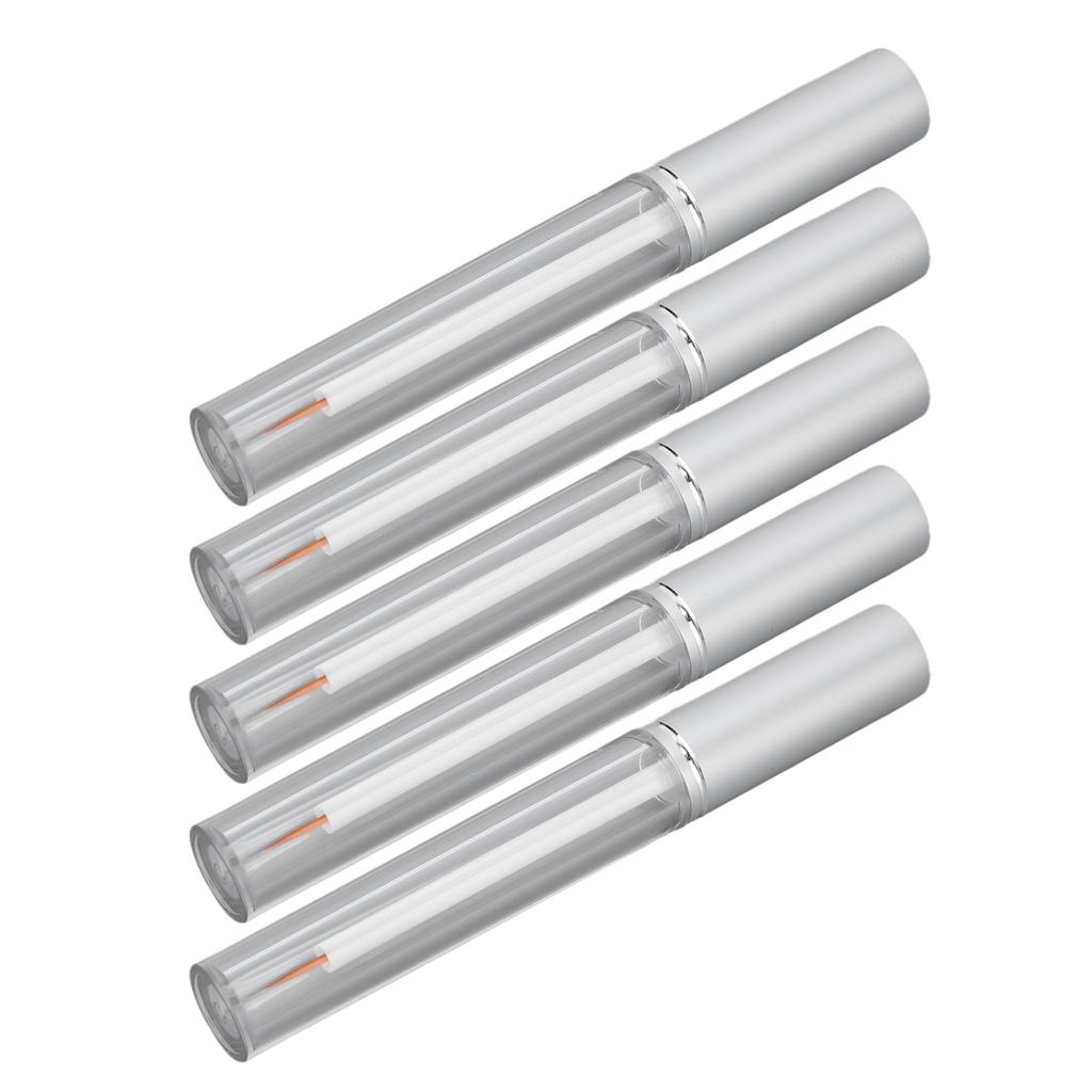 5Pcs 3ml Empty Mascara Tube Transparent Aluminum Cover Empty Container Bottles with Rubber Stopper for Traveling Camping