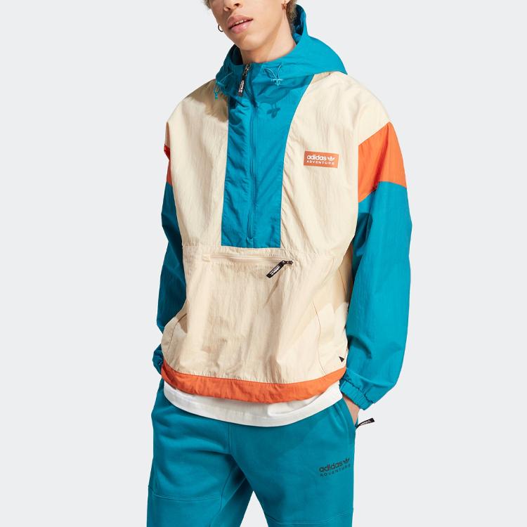 Adidas Originals Adventure Windbreaker Long Sleeve Hooded Sports Jacket Men Outerwear Rock Sandstorm HR4219