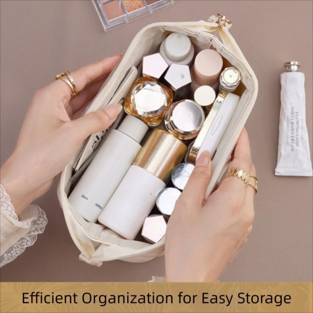 Large Capacity Makeup Organizer Wide-open Toiletry Storage Bag Trendy Women Cosmetic Bag  Travel