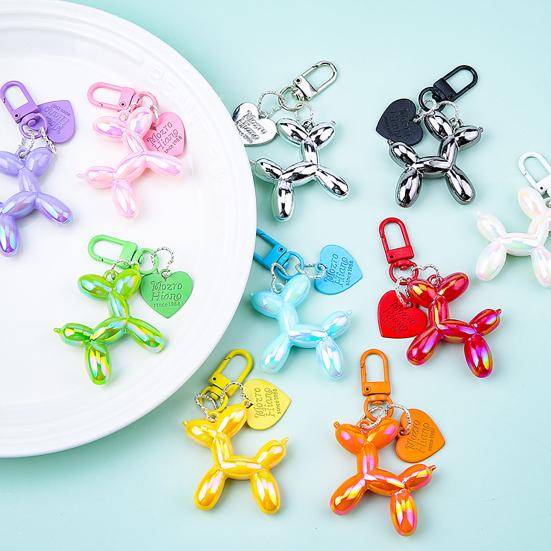 Cartoon Balloon Dog Pendant Puppy Keychain Charm Luster Lasers Color Bag DIY Decoration Charm Home Office Decor Ornament