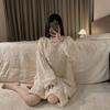 Cozy Coral Fleece Long Nightdress - Large Size Warm Winter Pajamas with Plush Velvet