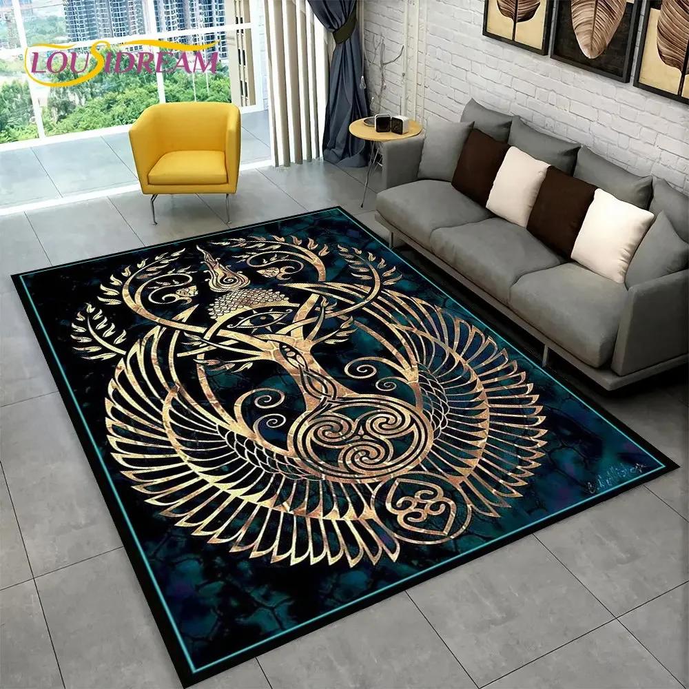 Tappeto con motivo mitologia norrena vichinga Yggdrasill e albero della vita, per soggiorno, camera da letto, divano, zerbino, antiscivolo.