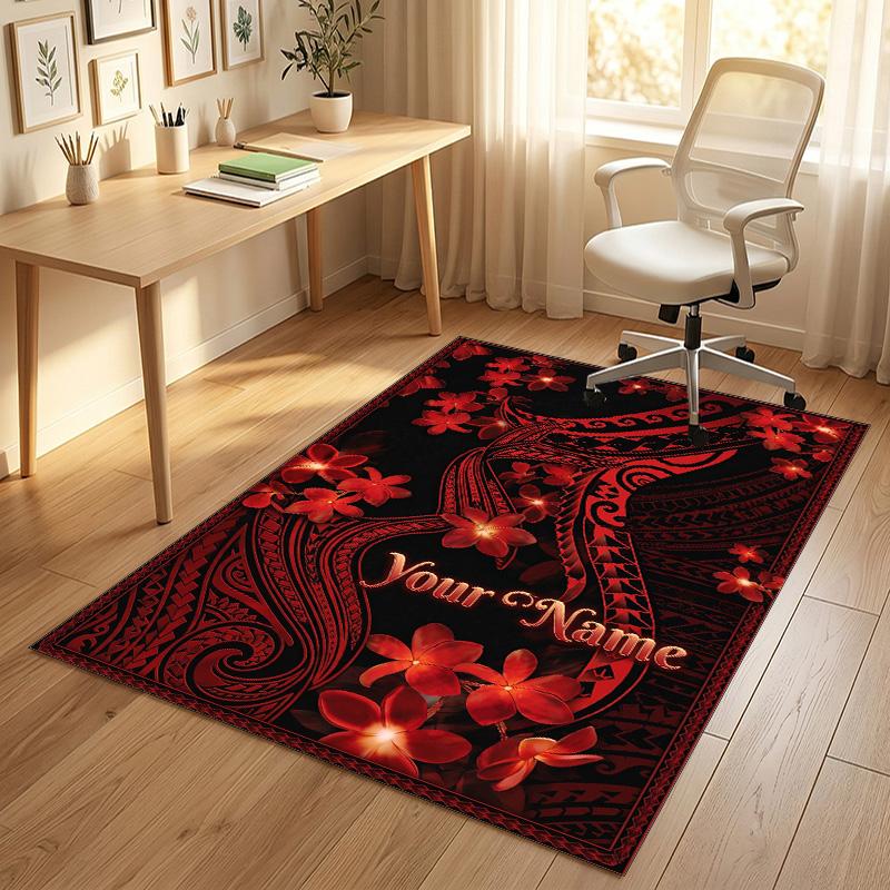 Floral Garden Theme Crystal Velvet Rug Personalized Custom Name Text Soft Floor Mat Home Decor
