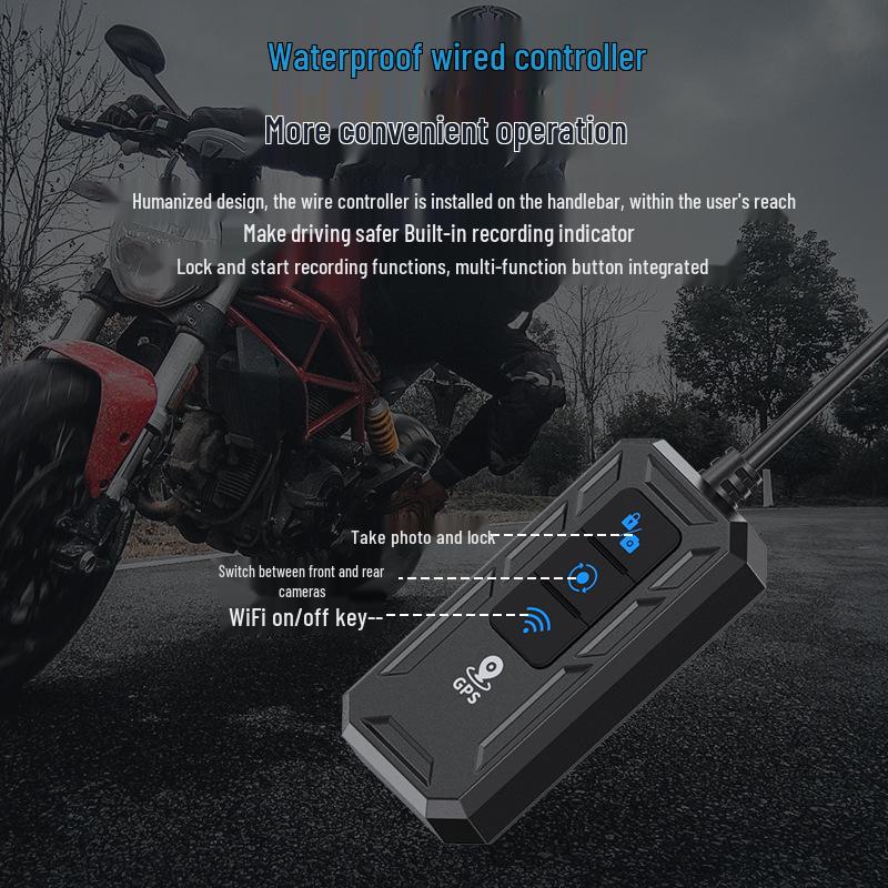 Motorcycle Dual HD1080P DVR: Front & Rear Recording, Waterproof, WiFi-Enabled, GPS Tracking