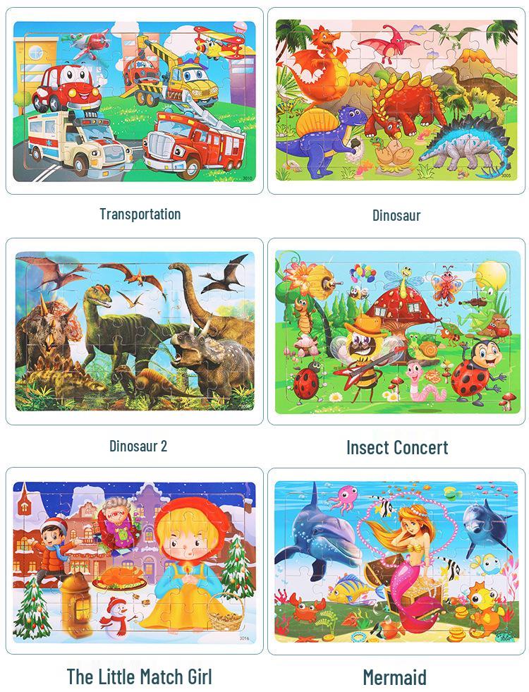 Dinosaur Wooden Puzzle for Children Ages 3-6: Educational and DIY Hand-Grasp Puzzle