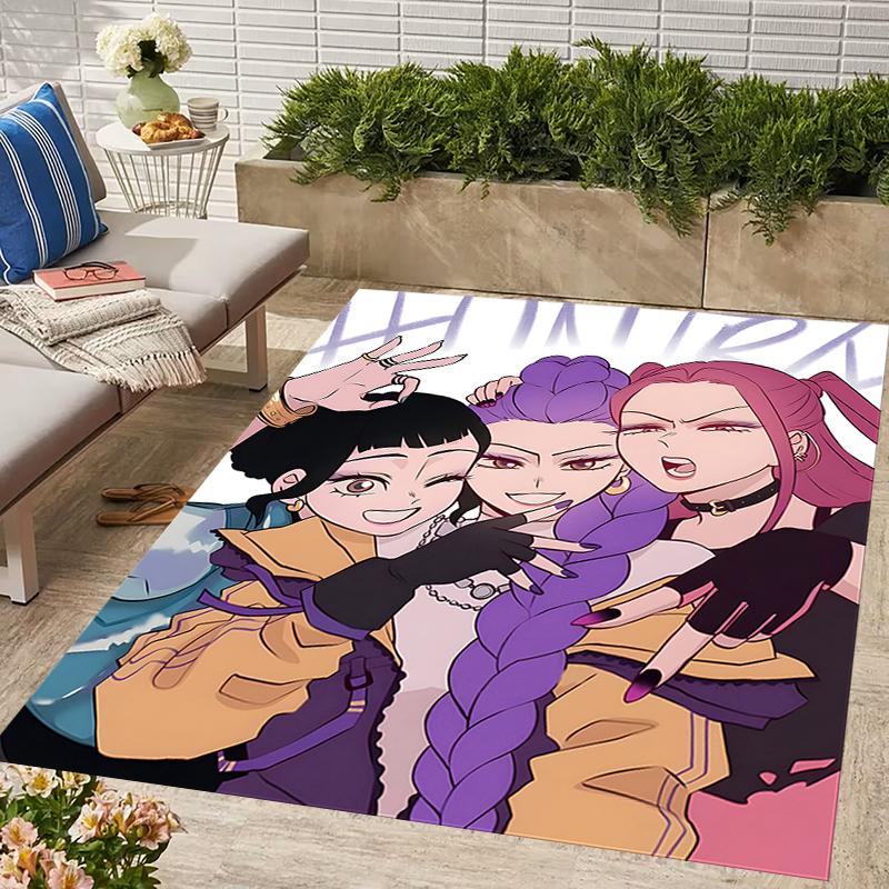 1pc KPop Demon Hunters8 Design Area Rug - Non-Slip, Soft & Cozy Floor Mat for Living Room, Bedroom, Office - Indoor/Outdoor Decorative Carpet