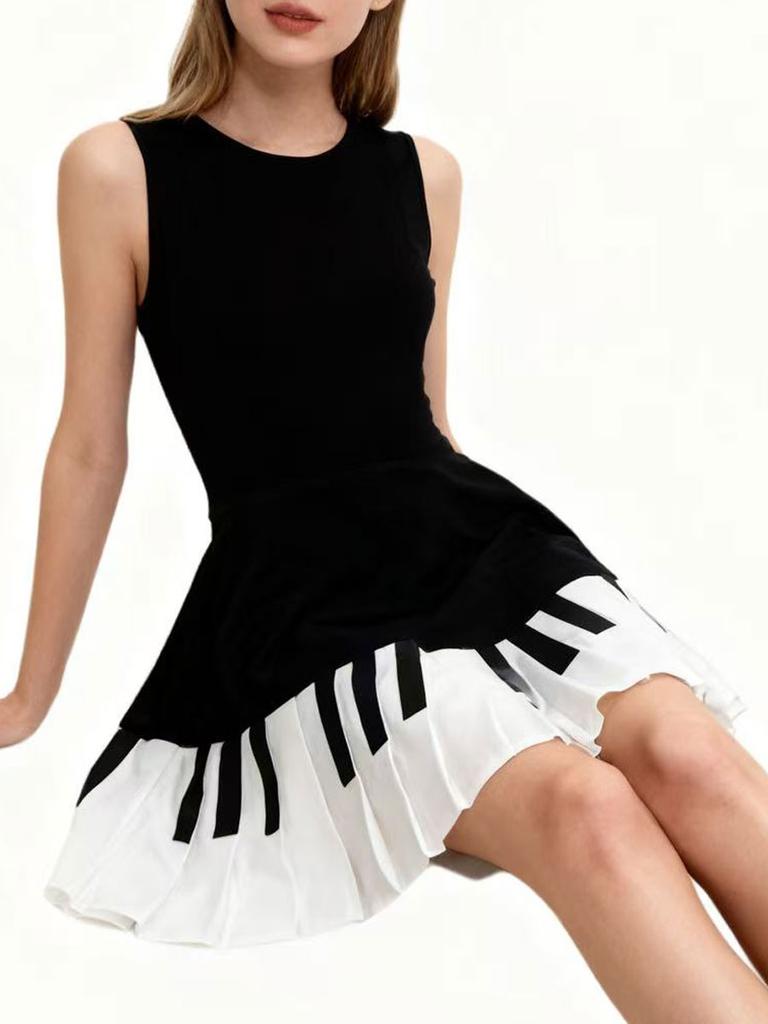 Vintage Y2k Pleated Mini Skirt Women Harajuku Female Fashion  Piano Patchwork Streetwear Skirts Clothing