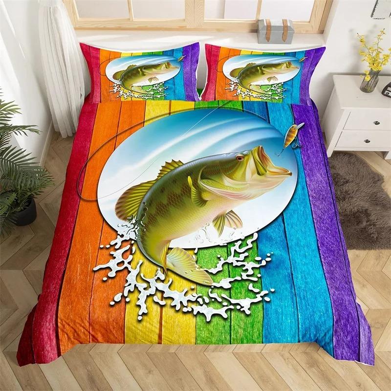 

3D Print Marlin Swordfish Duvet Cover Kawaii Marine Life Bedding Set Ocean Theme Big Pike Fish Single Twin King Quilt Cover Set EU Single(135*200cm)3pcs