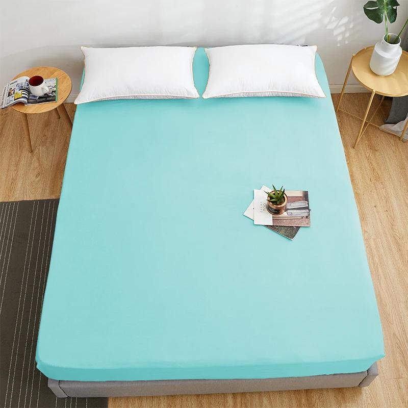 High Quality Fitted Sheet Multiple Colors Super Soft and Breathable Mattress Covers Protector Sofa Cover Single/Double Bed Sheet Solid Color Bed Cover