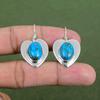 Copper Blue Turquoise Earring 925 Sterling Silver Earring Original Gemstone Earring Handmade Jewelry Unique Style Earrings Engagement Gifts