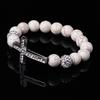 Beading Bracelet White Stone Rhinestone Bangle Natural Stones Beads Men Jewelry Cross Party Gifts