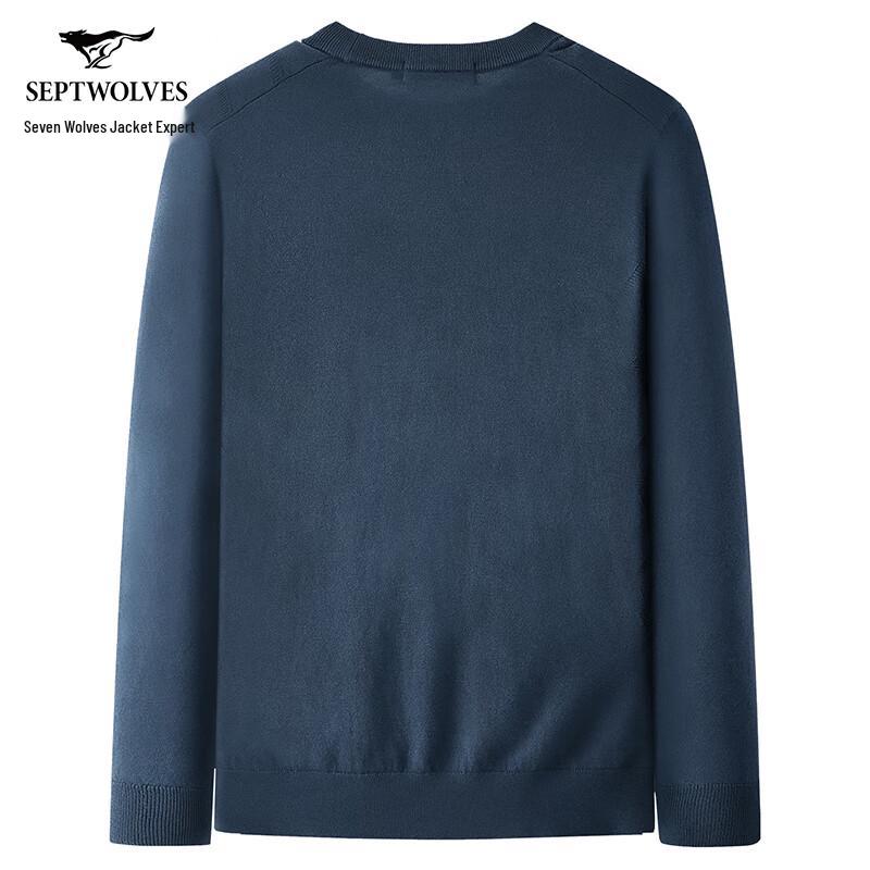 SEPTWOLVES Herren 100% Lammwolle Rundhals-Pullover