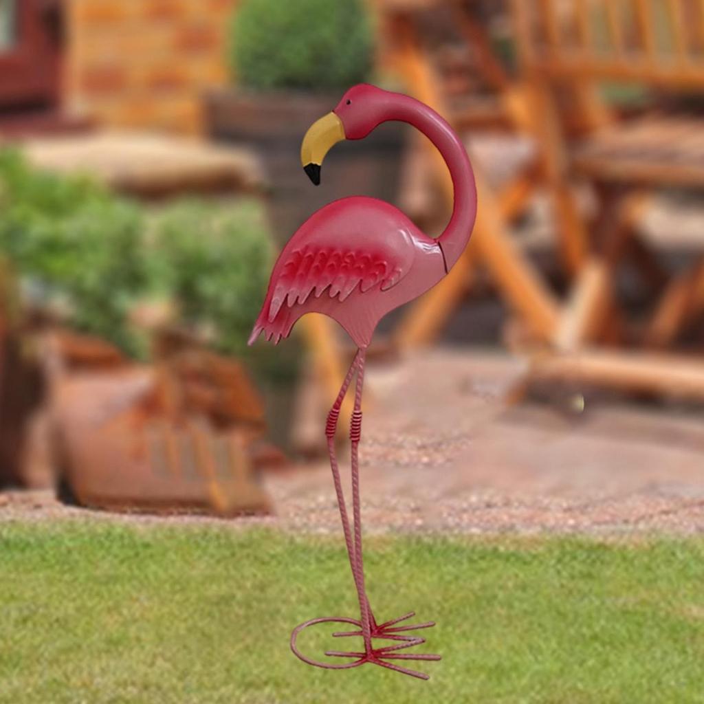 Posąg ogrodowy Rzeźba flaminga Prezent Ornament krajobrazowy Metalowa sztuka podwórkowa Figurka zwierzęcia do ogrodu trawnika Dekoracje zewnętrzne podwórka