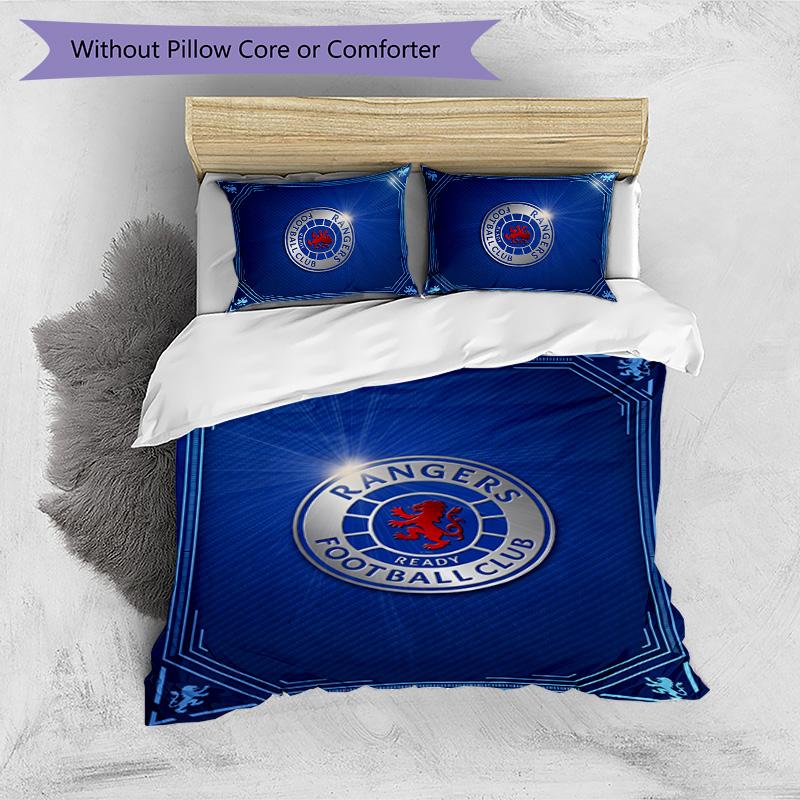 Set Biancheria da Letto Rangers FC Stampato 3 Pezzi Copripiumino Traspirante con Federe Biancheria da Letto Decorativa per Camera da Letto Casa