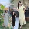 Large Size Lady Holiday Style Strap Long Dress 2026 Summer New Thin Solid Color Split Dress 234403