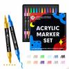 ALLVD Dot Pen 12 Soft Marker Point Vivid Highlight Point Color Pens for Gifts for Kids and School Office Supplies Set, Colors, Hair, 2-Brush