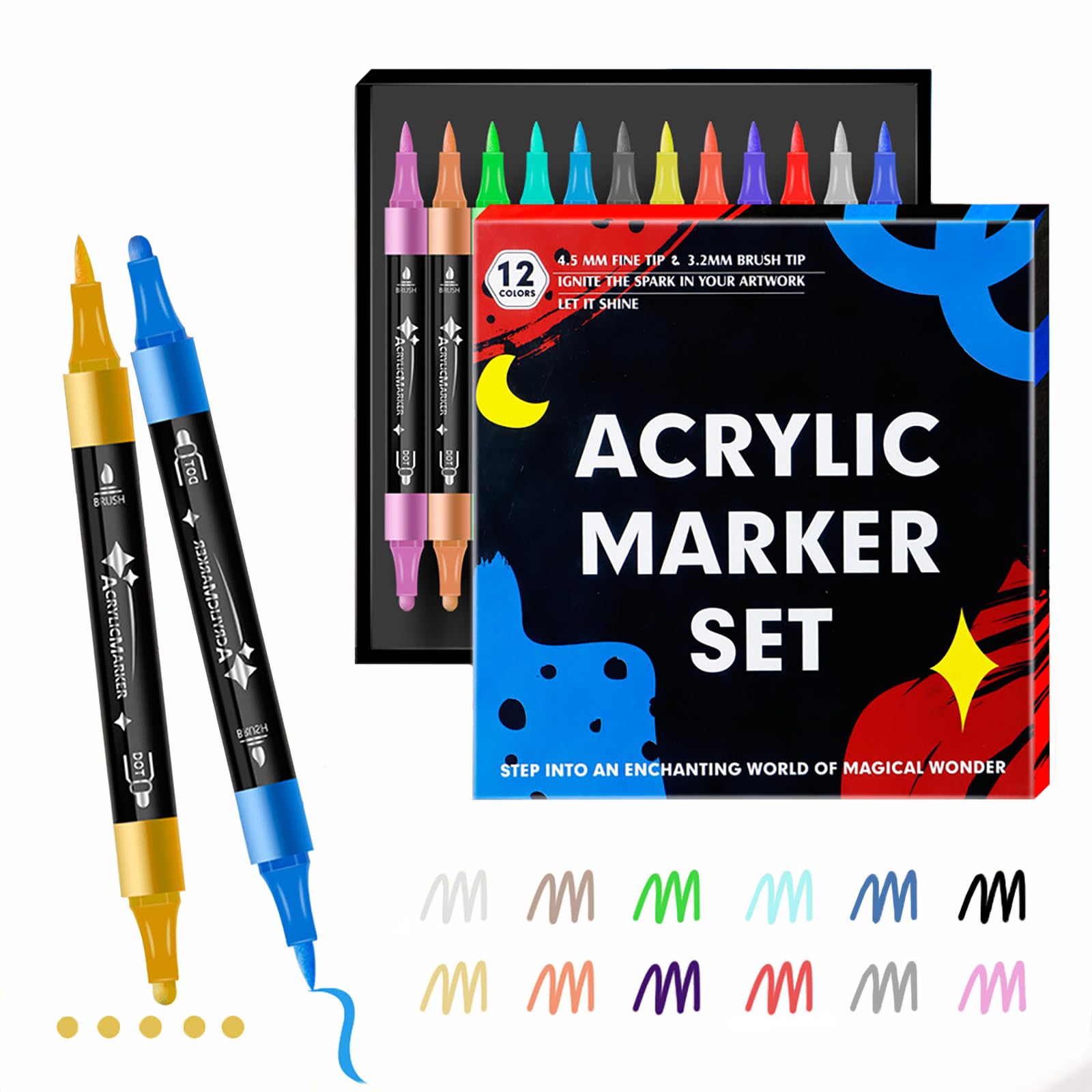 

Ручка-дот ALLVD 12 штук, мягкий маркер, яркий цвет для выделения, цветные ручки для подарков детям и набор школьных офисных принадлежностей, цвета, волосы, 2 кисти