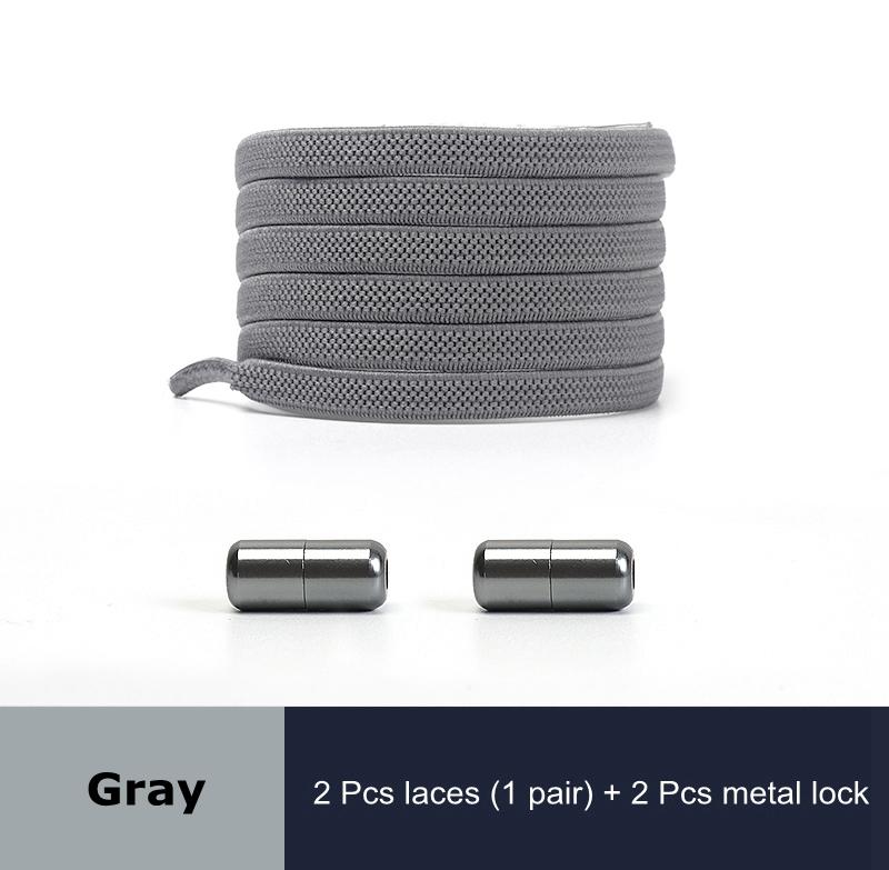 1 Pair No Tie Shoelaces for Sneakers Elastic Flat Shoe Laces Metal Lock Without Ties Quick Tieless Shoelace for Shoes Kids Adult