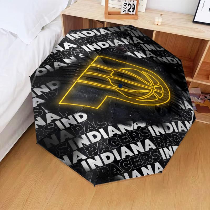 basketball Pacers Neon Art Umbrella Folding umbrella, automatic umbrella 8-Frame for Travel, camping Use Gift for Halloween Christmas