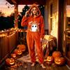 Dames Halloween Print Flanellen Jumpsuit Loungewear Set voor Gezellige Huis Slaapkleding