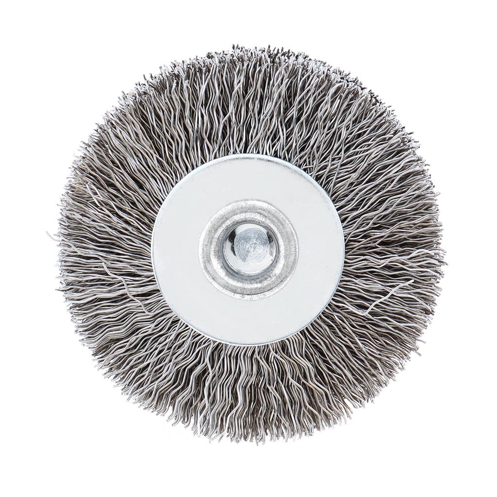 2 Inch Crimped Wire Wheel Brush 1/4 Inch Shank Stainless Steel Polishing Brush Rust Paint Corrosion Removal Drill Power Tool Accessory