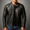 PU Lederjacke Herren Herbst Winter Motorräder Stehkragen Mode Lässig Kunstleder Oberbekleidung Männlich Reißverschlüsse Hochwertiger Mantel