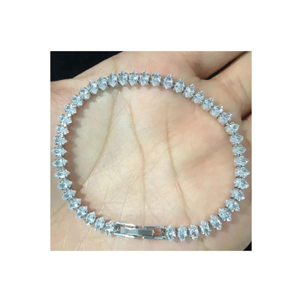 Gold Color Zircon Stone Shuttle Model Waterway Steel Bracelet - 3178