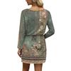 Women's Fashion V-Neck Long Sleeve Drawstring With Pocket Floral Print Casual Dresses