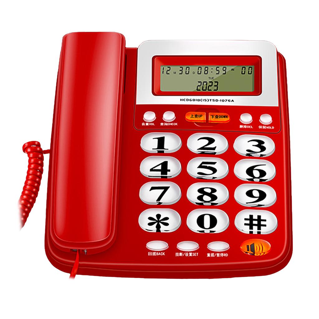 Téléphone Filaire avec Grand Écran LED Téléphone Fixe Gros Bouton Téléphones Fixes Numérotations Rapides Téléphones Filaires