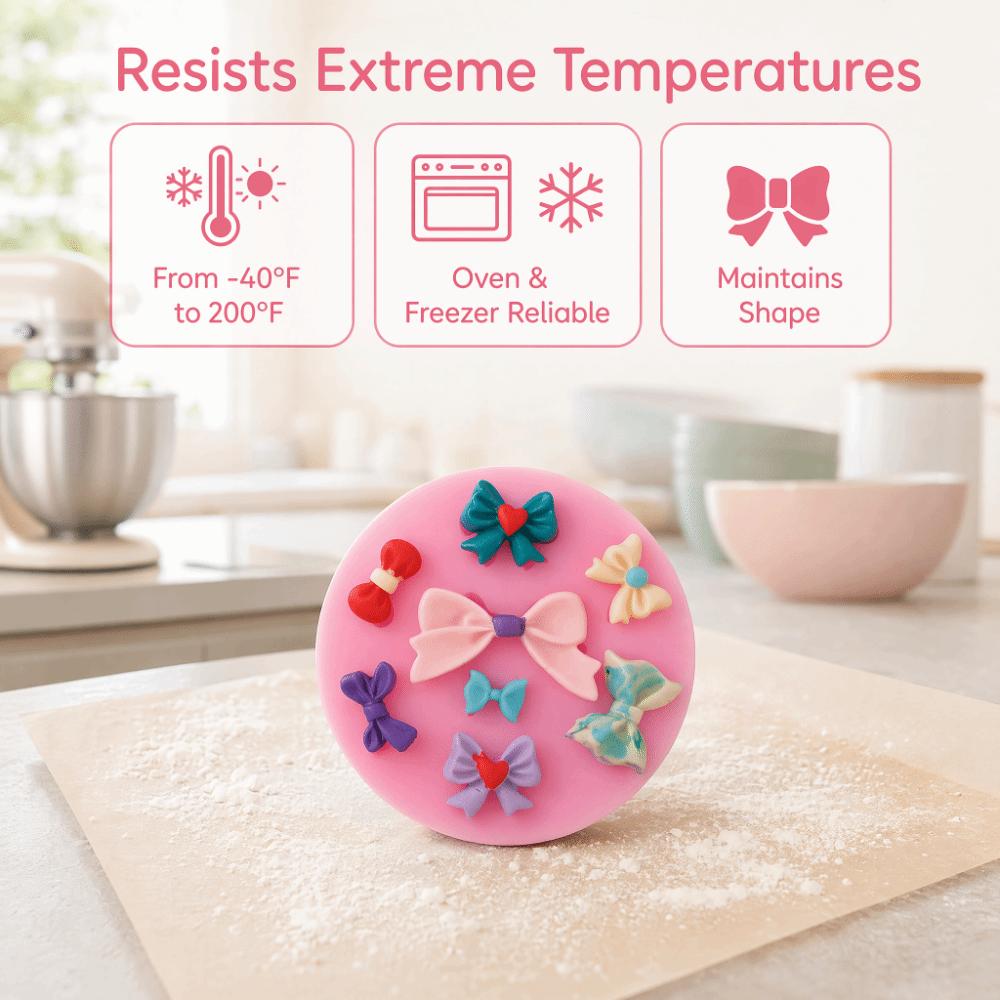 Small Bow Shape Bowknot Silicone Mold 3D Shape Candy Decoration Mold  Cupcake Candy Topper