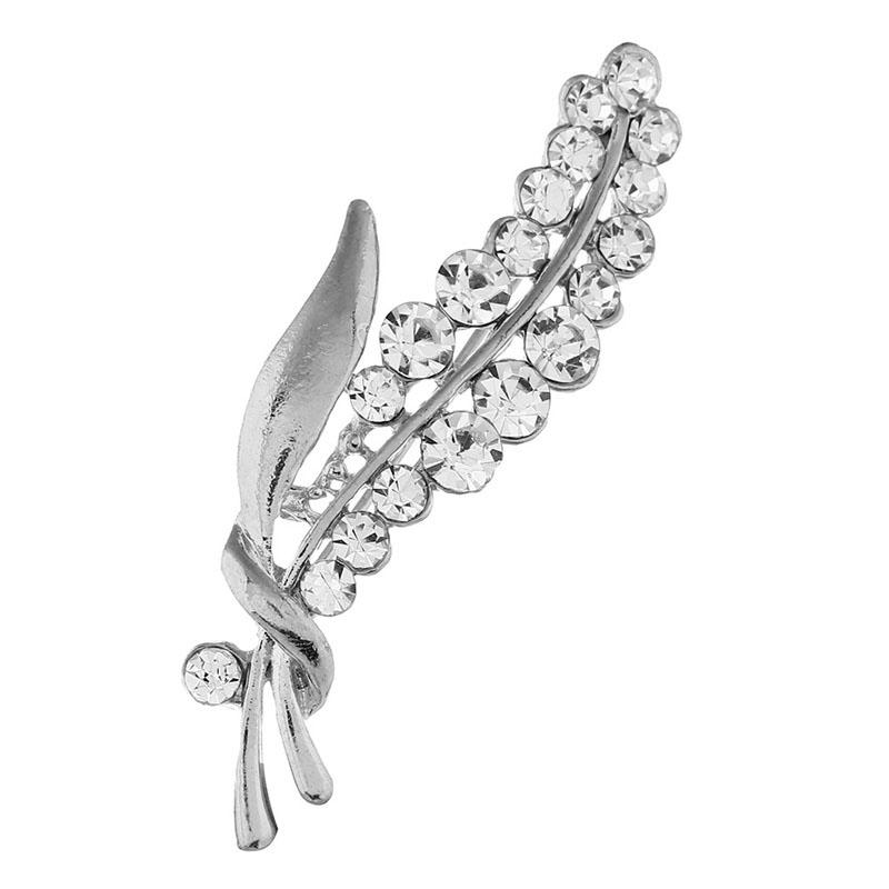 Trendy Fashionable Creative Brooches European American Minimalist Minimalist Metal Alloy Rhinestones Wheat Ear Rhinestone Brooches Pin Clothes