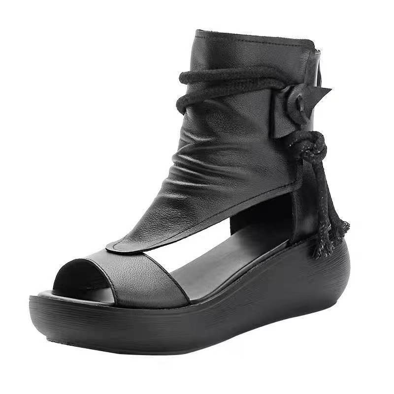 Roman shoes summer leisure 22 new high-top heel cool boots thick-soled fish mouth