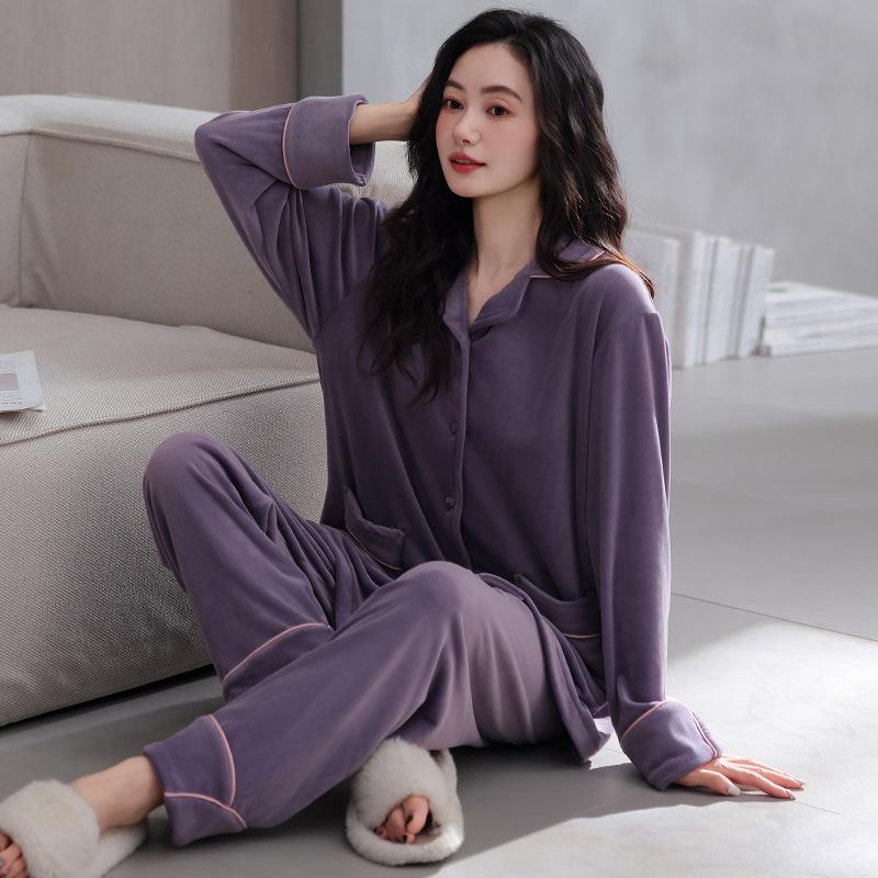 Island Fleece Pajamas Women'S Autumn And Winter Coral Fleece Thickened Fleece Spring And Autumn Models Can Be Worn Outside Loungewear
