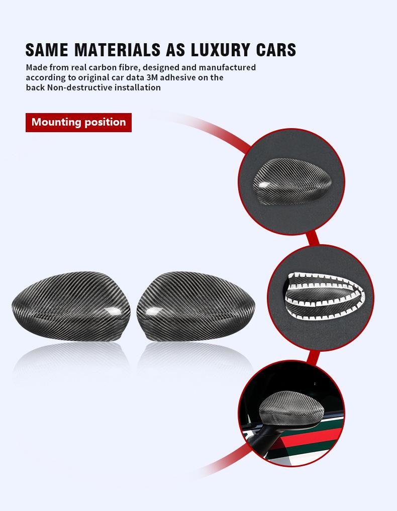 Fiat 500 Carbon Fiber Side Mirror Cover Sticker