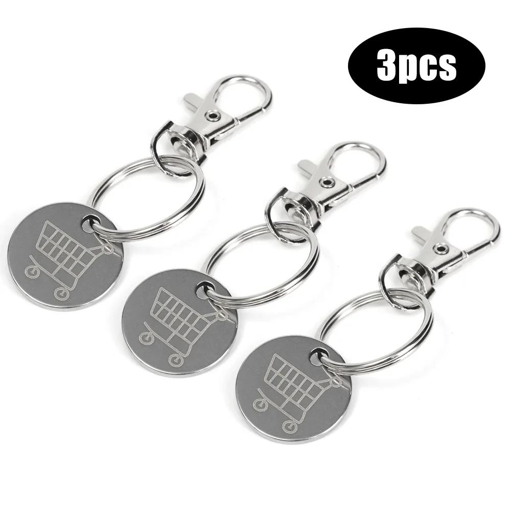 Practical Metal Portable Supermarket Universal Tokens Shopping Trolley Remover Keyring Token Chip with Carabiner Hook