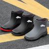 Fashion men's rain shoes medium tube rain boots non-slip short tube velvet fishing work shoes