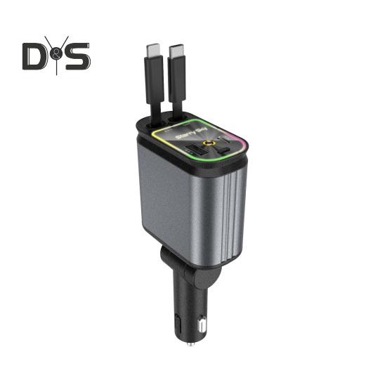 

4-в-1 выдвижное автомобильное зарядное устройство Starlight Roof Light Двойной адаптер для быстрой зарядки Type-C Выдвижные кабели USB-зарядное устройство для iPhone A