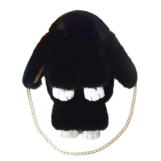 Plush Cartoon Rabbit Shaped Crossbody Bag Soft Faux Fur Rabbit Shoulder Bag Fluffy Cute Bunny Sling Bag for Women Girls