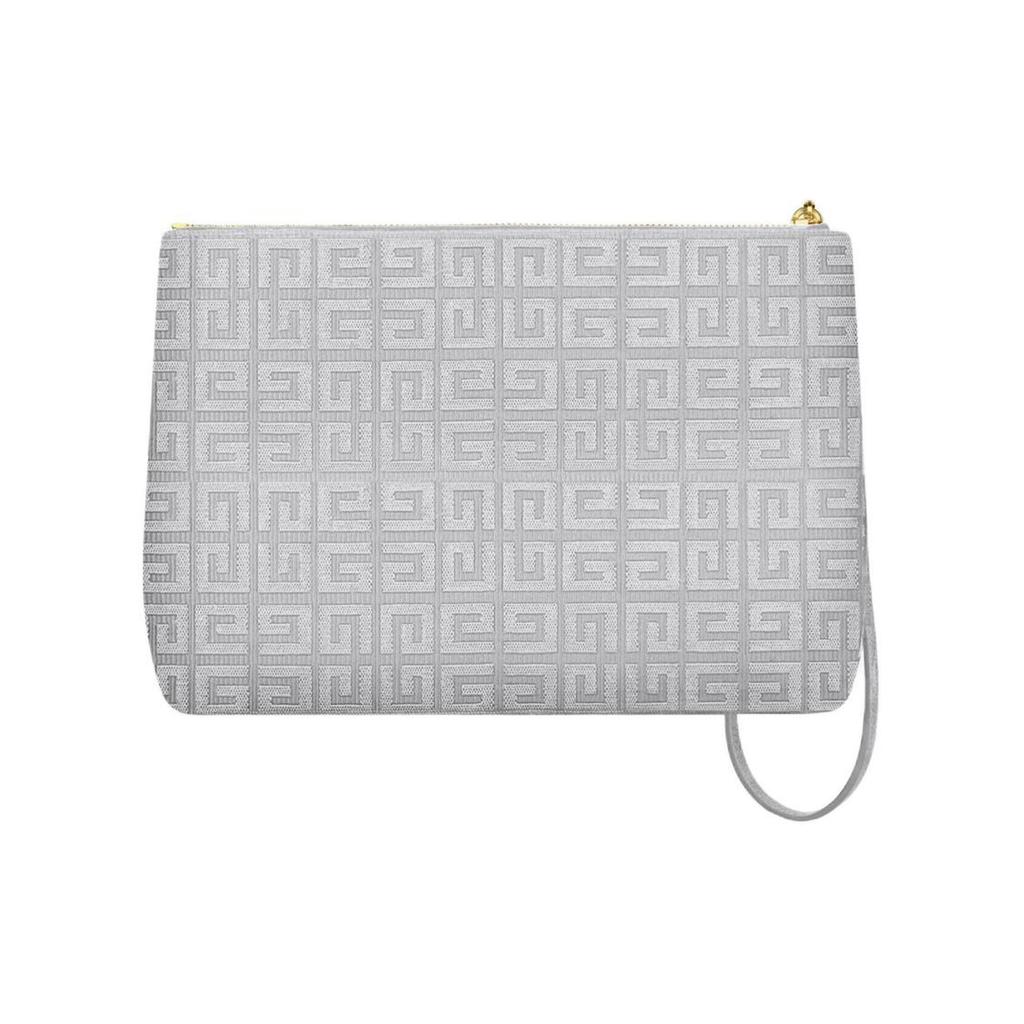 Givenchy 4G Allover Pattern Zip Closure Leather Travel Clutch Women Clutch Gray BB60KSB18Z-050